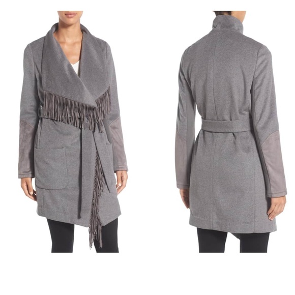 BCBGeneration Mixed Media Fringe Wrap Jacket - Picture 1 of 8